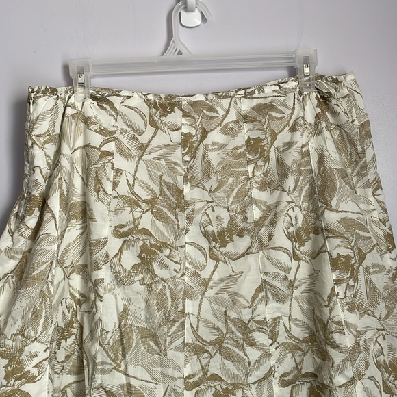 Coldwater Creek Gold Glittery Floral Foliage Ruffle Bottom MIDI Skirt size XL 18 - Picture 10 of 15